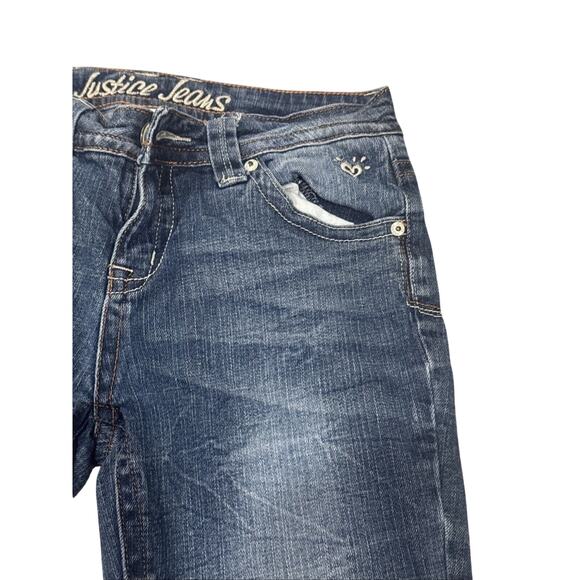 Justice Girls Size 14R Mid Rise Straight Jeans Medium Wash 5 Pockets Free Ship - Picture 5 of 16